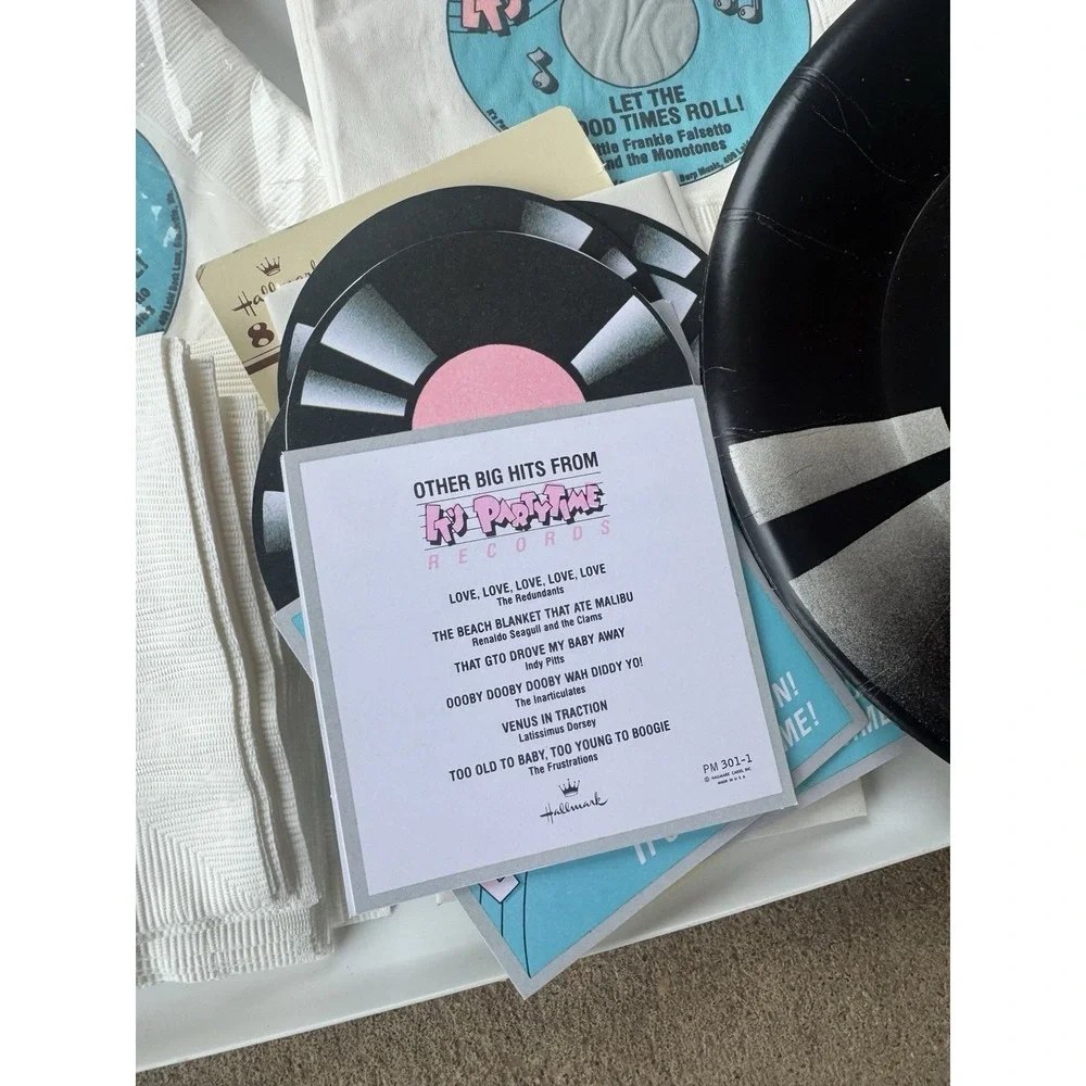 Vintage Hallmark It's Party Time Records Retro Napkins Plates
